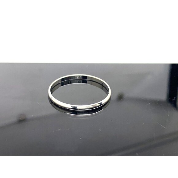 Men's Wedding Band Sterling Silver .925 Thin Plain 1.95mm Wide Ring Size 10 - Picture 12 of 14